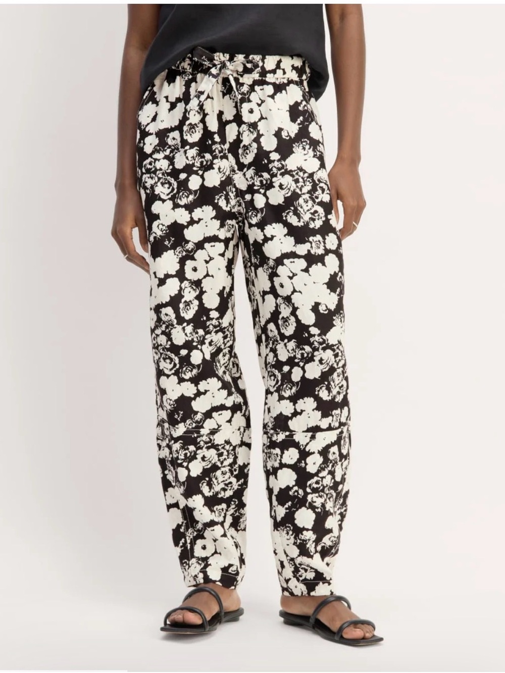 Everlane Floral Print Line Drawstring Barrel Waist Pants (Like New)